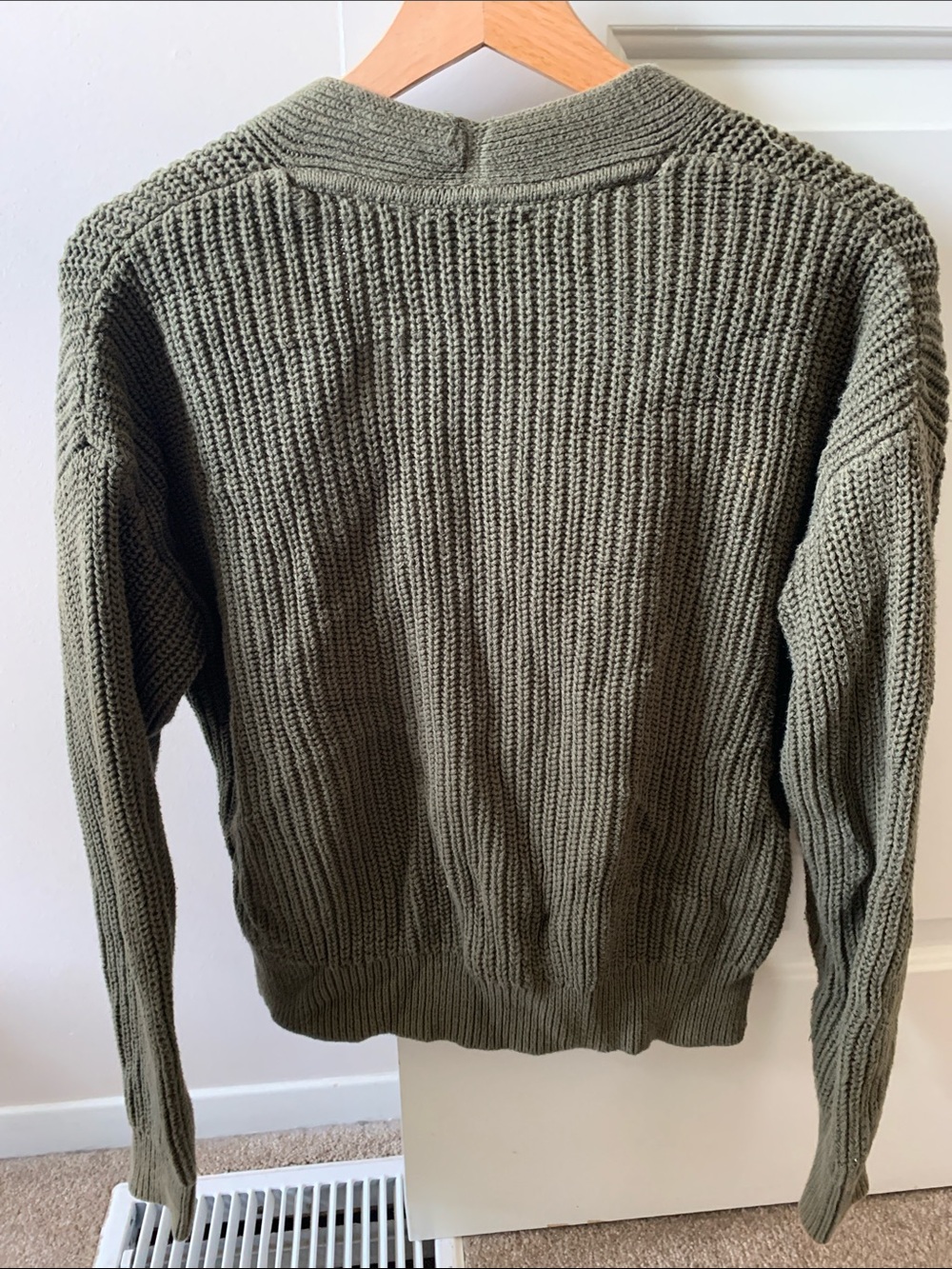 GAP Olive Ribbed Button-Front Cardigan - Picture 3 of 4